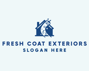 Blue House Cleaning logo design