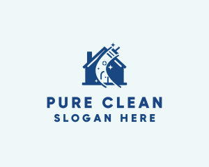 Blue House Cleaning logo design