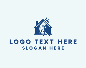 Sanitation - Blue House Cleaning logo design