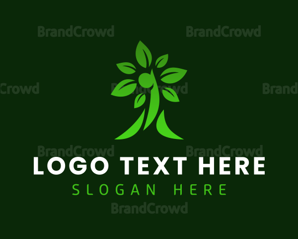Green Human Tree Plant Logo