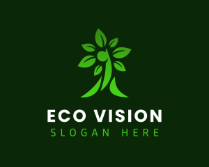 Green Human Tree Plant logo design