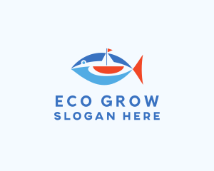 Aquaponics - Sailboat Tuna Fish logo design