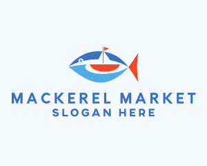 Sailboat Tuna Fish logo design