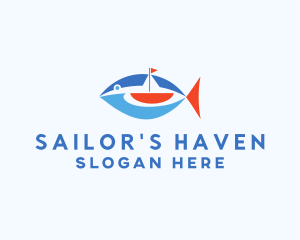 Sailboat Tuna Fish logo design