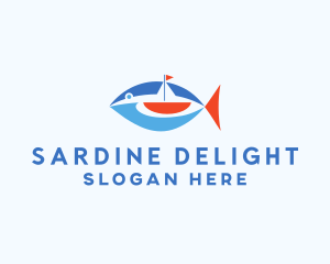 Sailboat Tuna Fish logo design