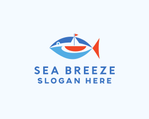Sailboat Tuna Fish logo design