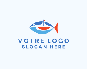 Fishing - Sailboat Tuna Fish logo design