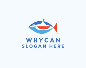 Fisherman - Sailboat Tuna Fish logo design