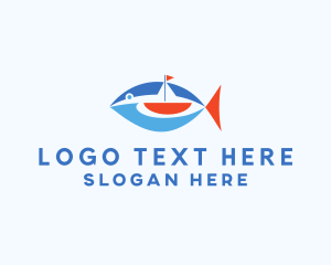 Fishing - Sailboat Tuna Fish logo design