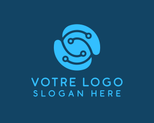 Blue Tech Letter S Logo