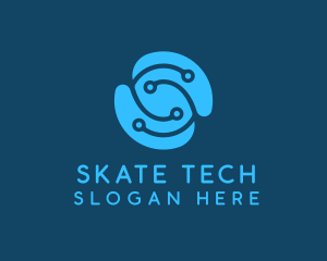 Blue Tech Letter S logo design