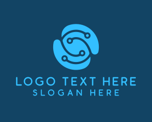 Aw - Blue Tech Letter S logo design