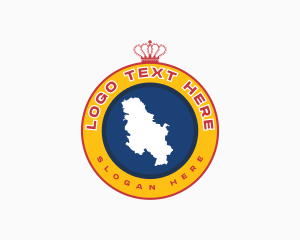 Travel - Serbia Tourism Map logo design