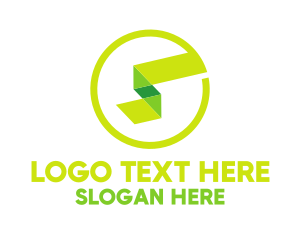 Ribbon - Green S Ribbon logo design