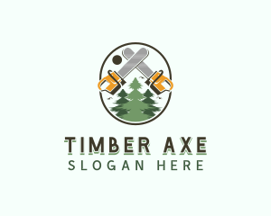 Chainsaw Lumberjack Tree logo design