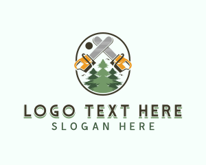 Logging - Chainsaw Lumberjack Tree logo design
