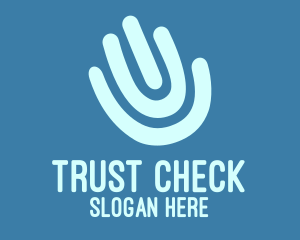 Verification - Blue Fingerprint Hand logo design