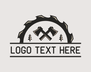 Lumber - Axe Saw Construction logo design