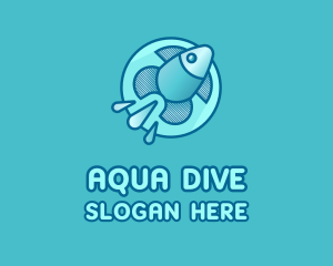 Aqua Fish Rocket logo design