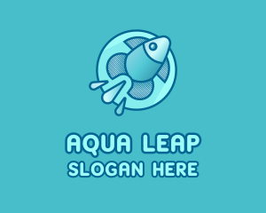 Aqua Fish Rocket logo design