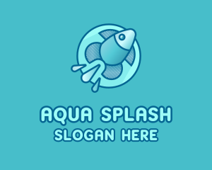 Aqua Fish Rocket logo design