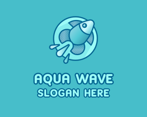 Aqua Fish Rocket logo design