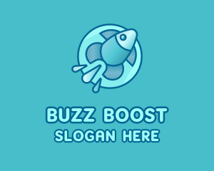 Aqua Fish Rocket logo design