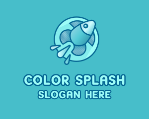 Aqua Fish Rocket logo design