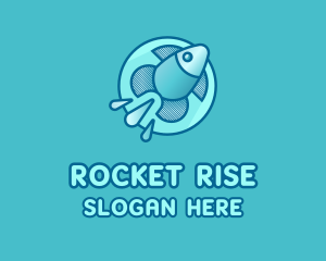 Launch - Aqua Fish Rocket logo design