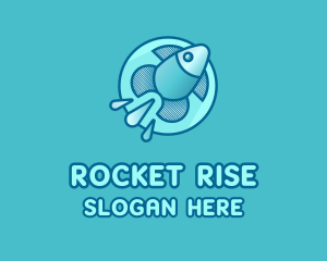 Aqua Fish Rocket logo design