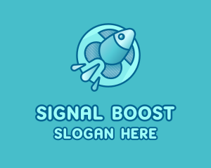 Aqua Fish Rocket logo design