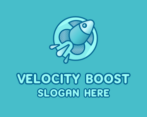 Aqua Fish Rocket logo design