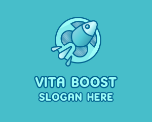 Aqua Fish Rocket logo design