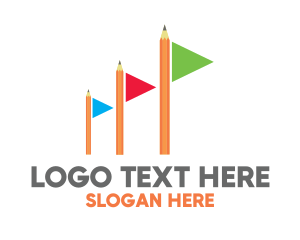 School Supplies - Colorful Flag Pencil logo design