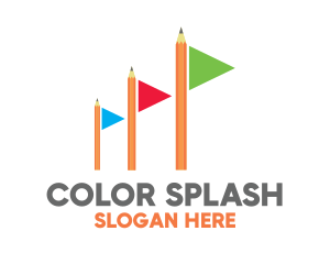 Colorful Flag Pencil logo design