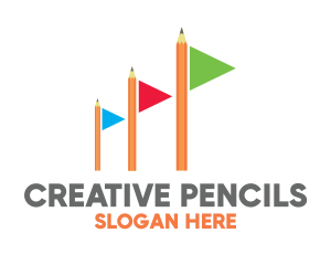 Colorful Flag Pencil logo design