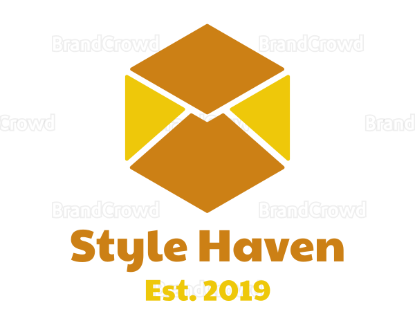 Golden Envelope Cube Logo