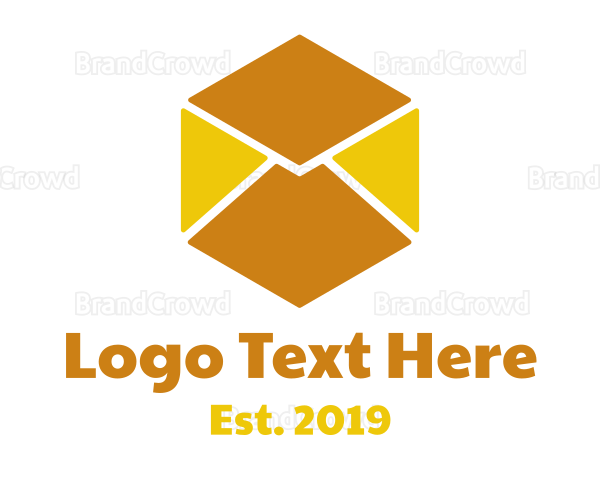 Golden Envelope Cube Logo