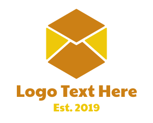 Chat - Golden Envelope Cube logo design