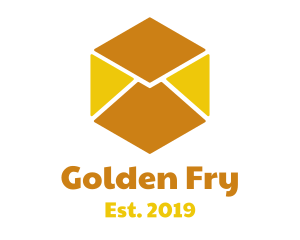 Golden Envelope Cube logo design