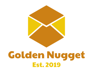 Golden Envelope Cube logo design