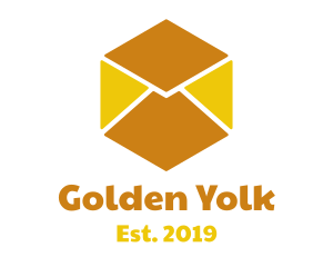 Golden Envelope Cube logo design