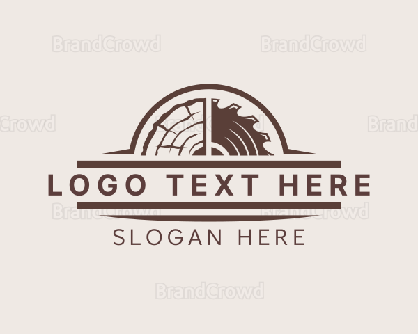 Saw Blade Log Woodwork Logo