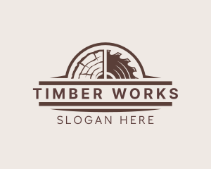 Saw Blade Log Woodwork logo design