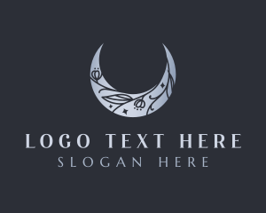 Floral Moon Crescent logo design