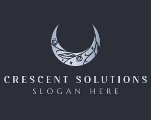 Floral Moon Crescent logo design