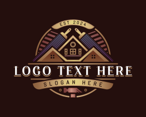 Remodeling - Paint Brush Hammer Renovation logo design