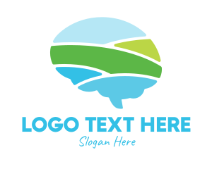 Land - Brain Field Landscape logo design