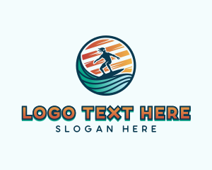 Foil Surfing - Surfer Ocean Club logo design