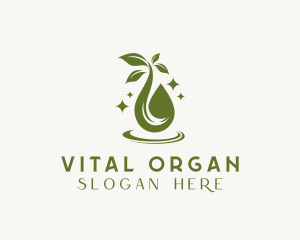 Organic Leaf Oil Droplet logo design